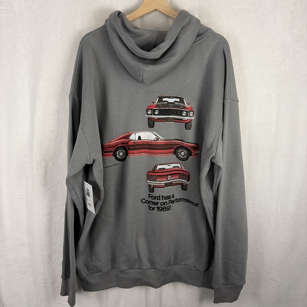 Ford Roadtrip 1969 Ford Mustang Mach 1 Hoodie Gray Size 2XL NWT